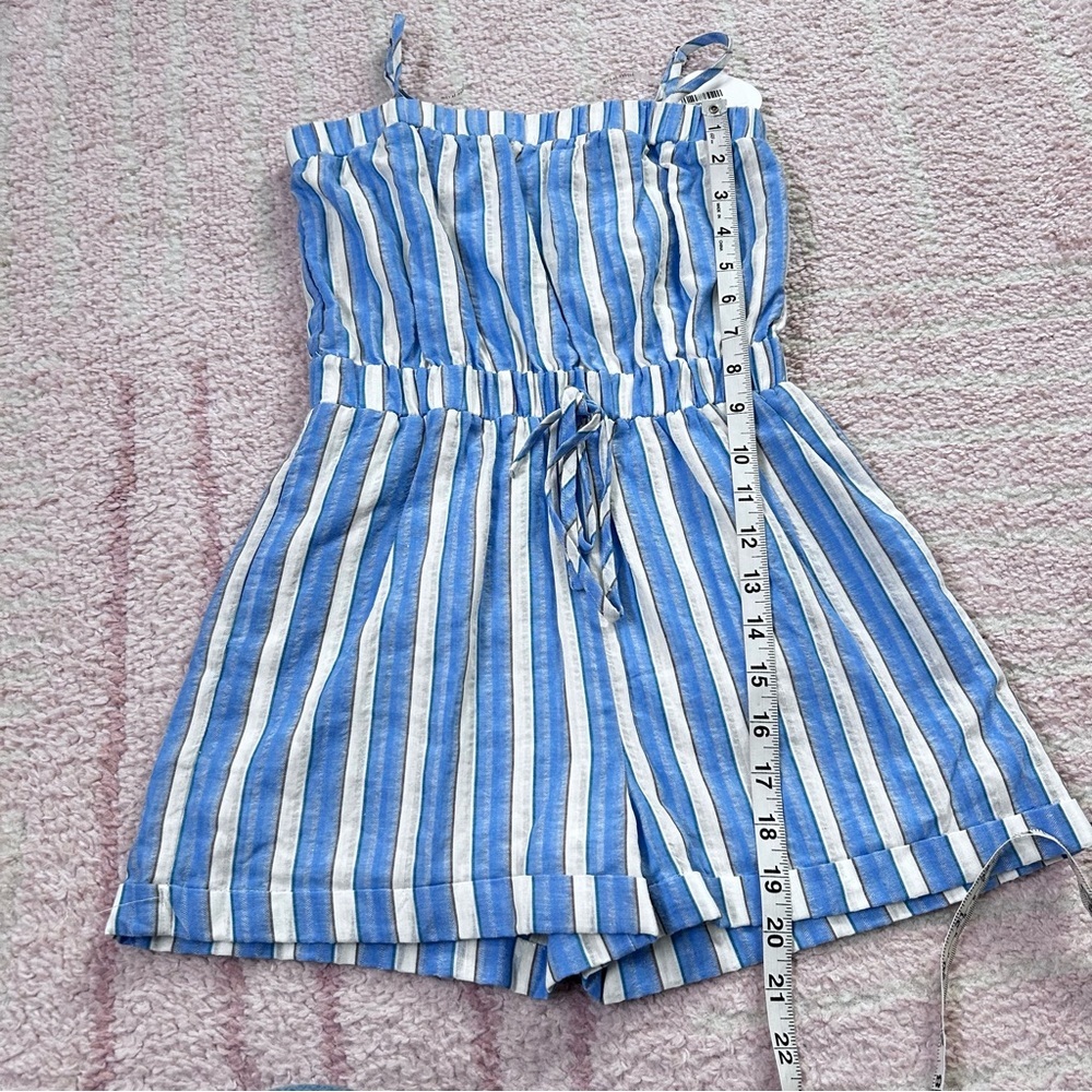 NWT Hayden Girls Striped Blue and White Romper 100% Cotton Size 10 Spring Summer - Picture 8 of 11